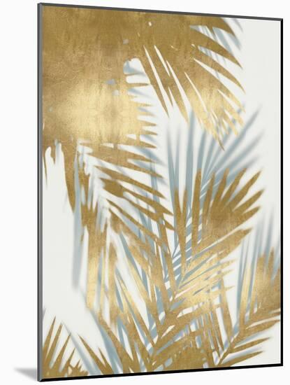 Palm Shadows Aqua on Gold II-Melonie Miller-Mounted Art Print