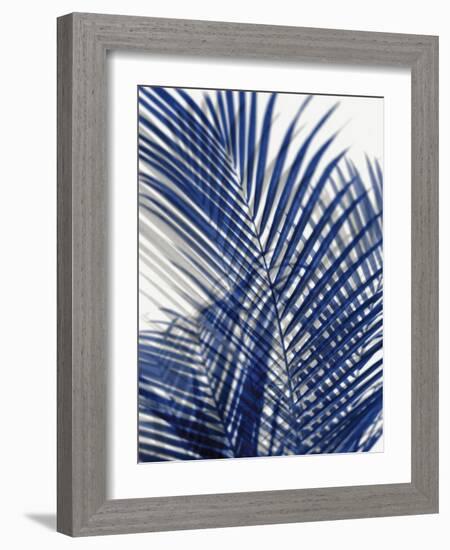 Palm Shadows Blue I-Melonie Miller-Framed Art Print