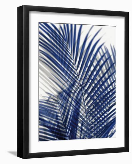 Palm Shadows Blue I-Melonie Miller-Framed Art Print