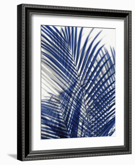 Palm Shadows Blue I-Melonie Miller-Framed Art Print