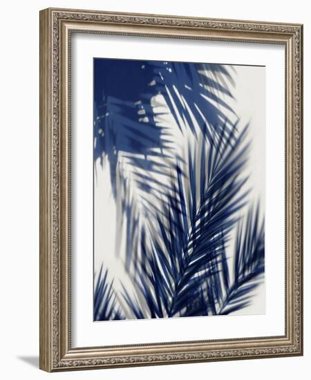 Palm Shadows Blue II-Melonie Miller-Framed Art Print