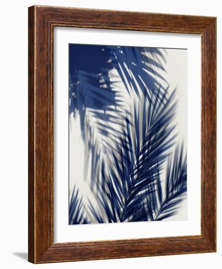 Palm Shadows Blue II-Melonie Miller-Framed Art Print