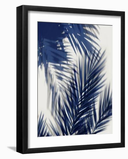 Palm Shadows Blue II-Melonie Miller-Framed Art Print