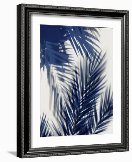 Palm Shadows Blue II-Melonie Miller-Framed Art Print