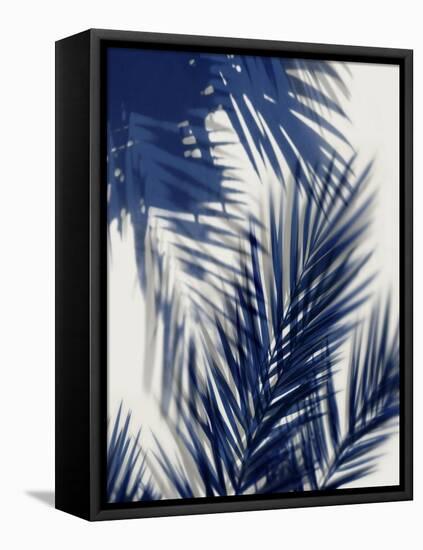 Palm Shadows Blue II-Melonie Miller-Framed Stretched Canvas