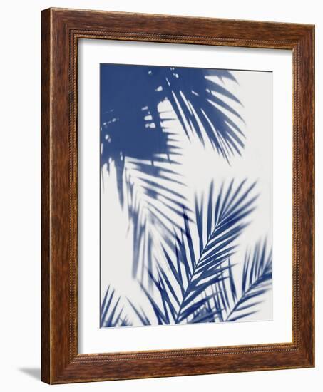 Palm Shadows Indigo II-Melonie Miller-Framed Art Print