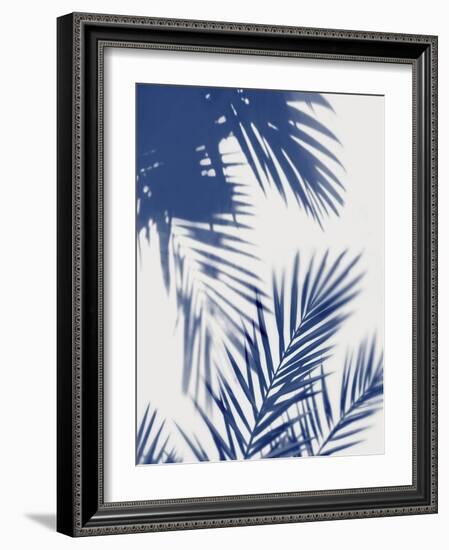 Palm Shadows Indigo II-Melonie Miller-Framed Art Print