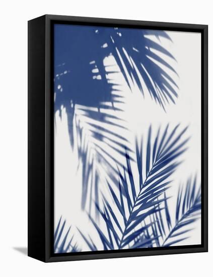 Palm Shadows Indigo II-Melonie Miller-Framed Stretched Canvas