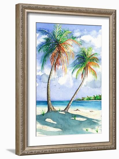 Palm Shadows-Christine Reichow-Framed Art Print