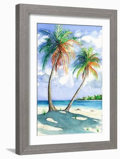 Palm Shadows-Christine Reichow-Framed Art Print