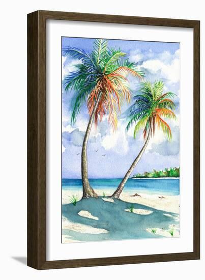 Palm Shadows-Christine Reichow-Framed Art Print