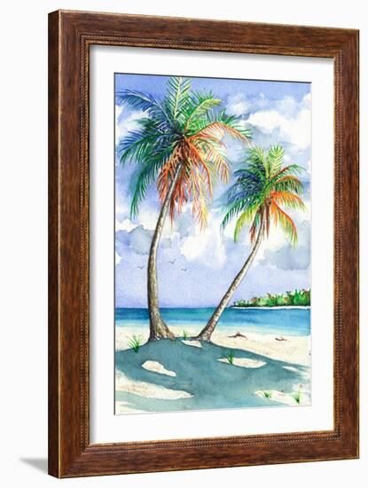 Palm Shadows-Christine Reichow-Framed Art Print