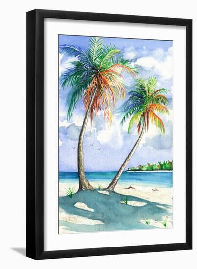 Palm Shadows-Christine Reichow-Framed Art Print