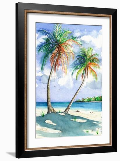 Palm Shadows-Christine Reichow-Framed Art Print