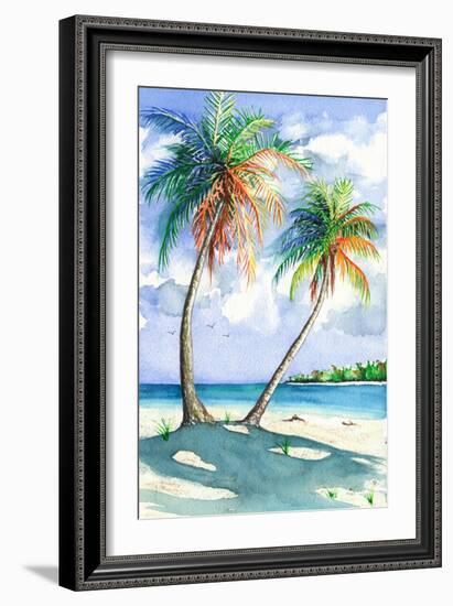 Palm Shadows-Christine Reichow-Framed Art Print