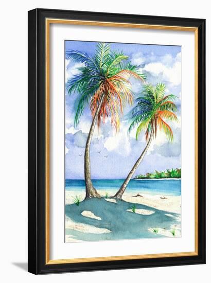Palm Shadows-Christine Reichow-Framed Art Print