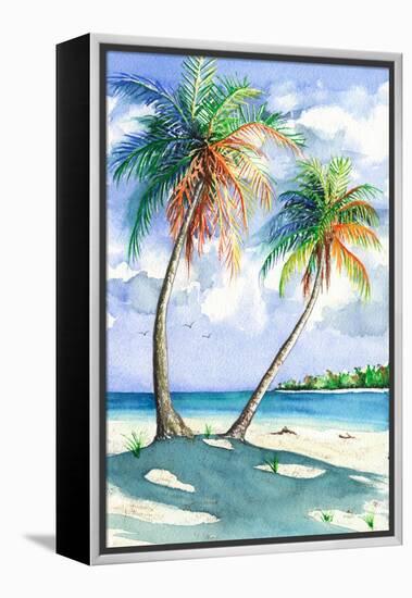 Palm Shadows-Christine Reichow-Framed Stretched Canvas