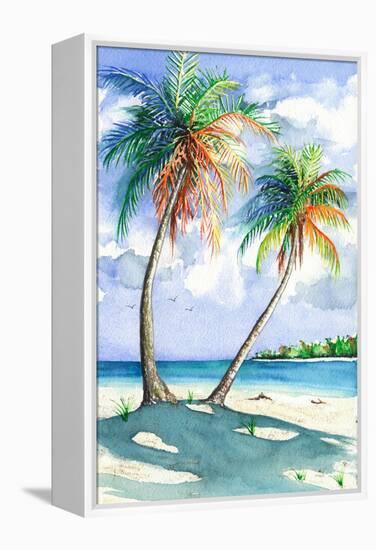 Palm Shadows-Christine Reichow-Framed Stretched Canvas