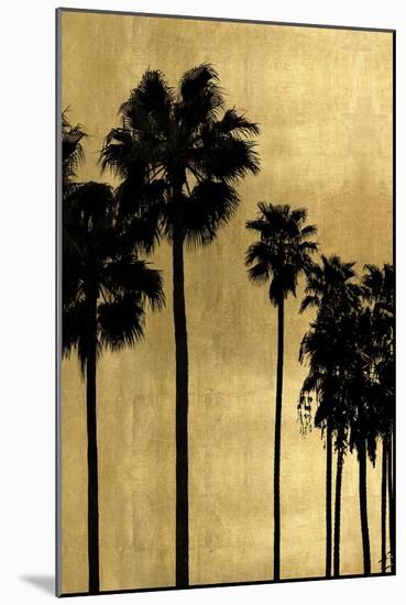 Palm Silhouette on Gold I-Kate Bennett-Mounted Art Print