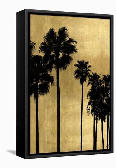 Palm Silhouette on Gold I-Kate Bennett-Framed Stretched Canvas