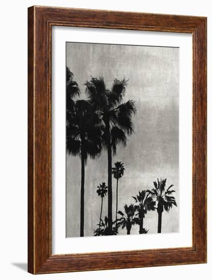 Palm Silhouette on Silver I-Kate Bennett-Framed Art Print