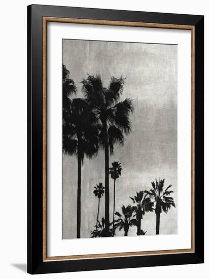 Palm Silhouette on Silver I-Kate Bennett-Framed Art Print