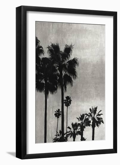 Palm Silhouette on Silver I-Kate Bennett-Framed Art Print