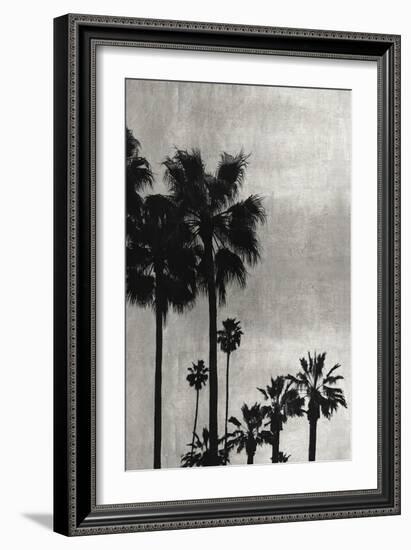 Palm Silhouette on Silver I-Kate Bennett-Framed Art Print