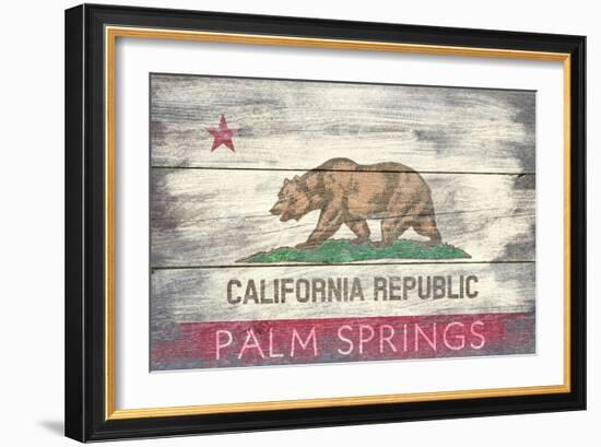 Palm Springs, California - Barnwood State Flag-Lantern Press-Framed Art Print