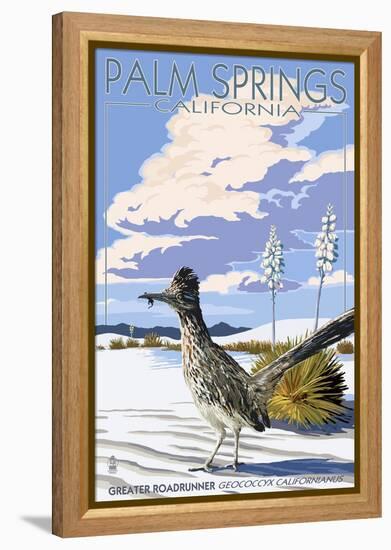 Palm Springs, California - Roadrunner Scene-Lantern Press-Framed Stretched Canvas