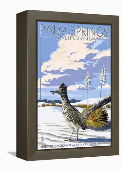 Palm Springs, California - Roadrunner Scene-Lantern Press-Framed Stretched Canvas