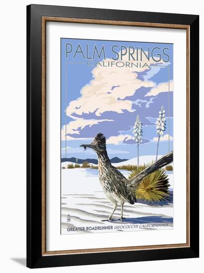 Palm Springs, California - Roadrunner Scene-Lantern Press-Framed Art Print