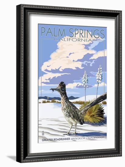 Palm Springs, California - Roadrunner Scene-Lantern Press-Framed Art Print