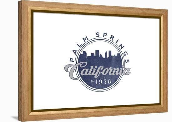 Palm Springs, California - Skyline Seal (Blue)-Lantern Press-Framed Stretched Canvas