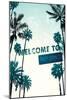 Palm Springs, California - Street Sign and Palms-Lantern Press-Mounted Art Print