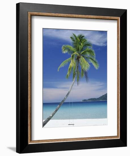 Palm Tree and Beach, Long Beach, Perhentian Kecil, Terenggenu (Terengganu), Malaysia-Robert Francis-Framed Photographic Print