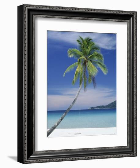 Palm Tree and Beach, Long Beach, Perhentian Kecil, Terenggenu (Terengganu), Malaysia-Robert Francis-Framed Photographic Print