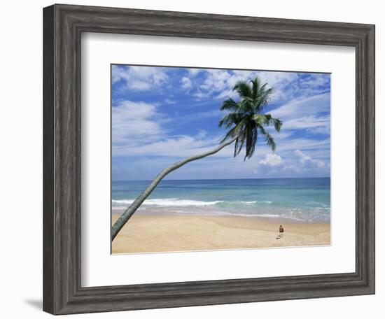 Palm Tree and Surfer, Hikkaduwa Beach, Island of Sri Lanka, Indian Ocean, Asia-Yadid Levy-Framed Photographic Print