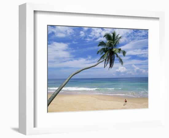 Palm Tree and Surfer, Hikkaduwa Beach, Island of Sri Lanka, Indian Ocean, Asia-Yadid Levy-Framed Photographic Print