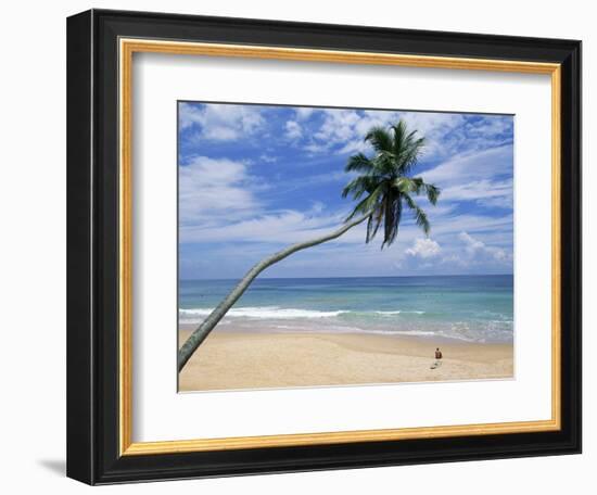 Palm Tree and Surfer, Hikkaduwa Beach, Island of Sri Lanka, Indian Ocean, Asia-Yadid Levy-Framed Photographic Print