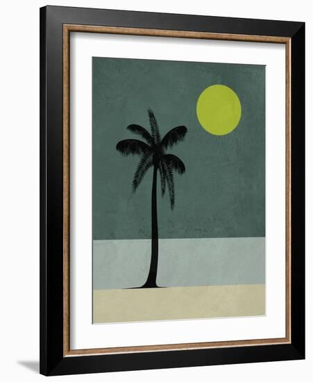 Palm Tree and Yellow Moon-Jasmine Woods-Framed Art Print
