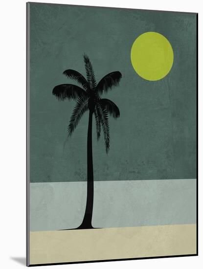 Palm Tree and Yellow Moon-Jasmine Woods-Mounted Art Print