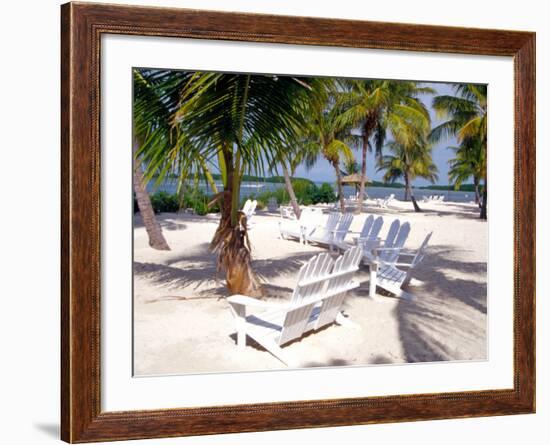 Palm Trees and Beach Chairs, Florida Keys, Florida, USA-Terry Eggers-Framed Photographic Print