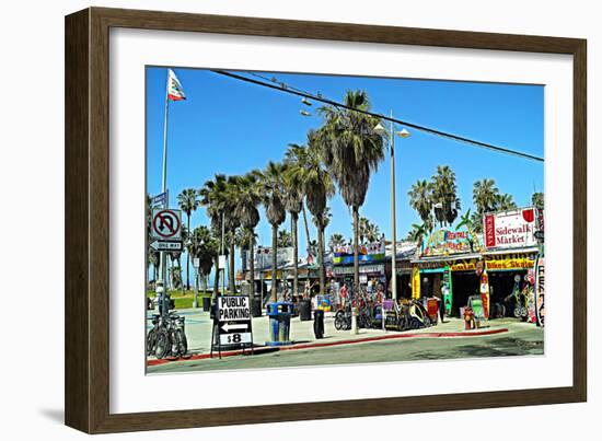 Palm Trees and Blue Sky Venice Beach-Steve Ash-Framed Photographic Print