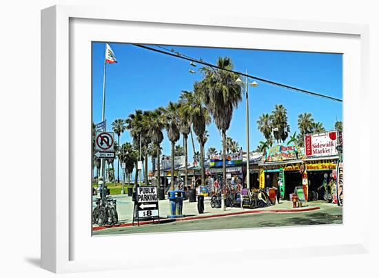 Palm Trees and Blue Sky Venice Beach-Steve Ash-Framed Photographic Print