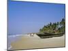 Palm Trees and Fishing Boats, Colva Beach, Goa, India-Jenny Pate-Mounted Photographic Print