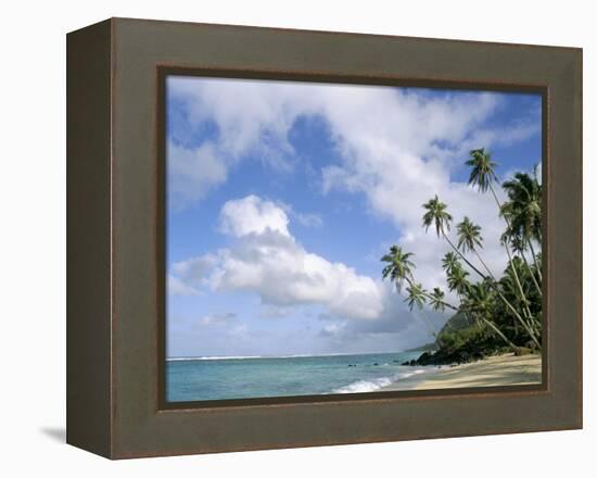 Palm Trees and Sea, Lalomanu Beach, Upolu Island, Western Samoa-Upperhall-Framed Premier Image Canvas