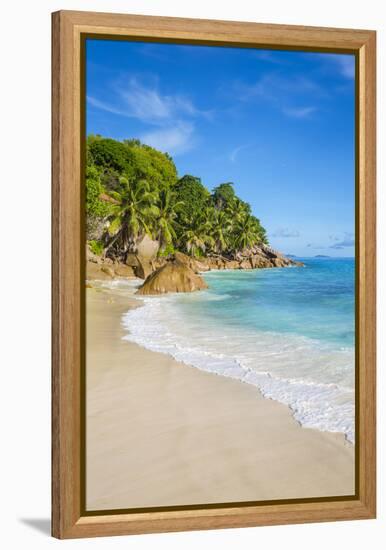 Palm Trees and Tropical Beach, La Digue, Seychelles-Jon Arnold-Framed Premier Image Canvas