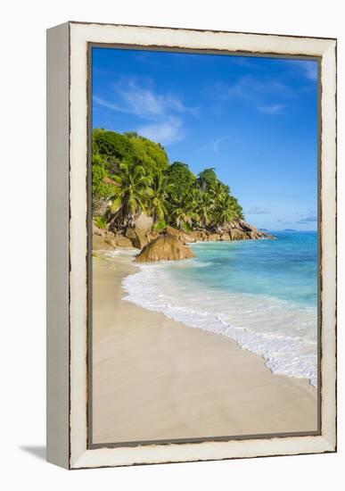 Palm Trees and Tropical Beach, La Digue, Seychelles-Jon Arnold-Framed Premier Image Canvas