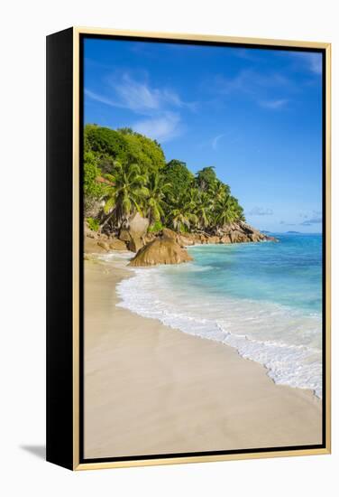 Palm Trees and Tropical Beach, La Digue, Seychelles-Jon Arnold-Framed Premier Image Canvas